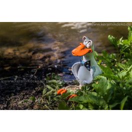 Gartenstecker und Kantenhocker Gänserich Keramikdeko