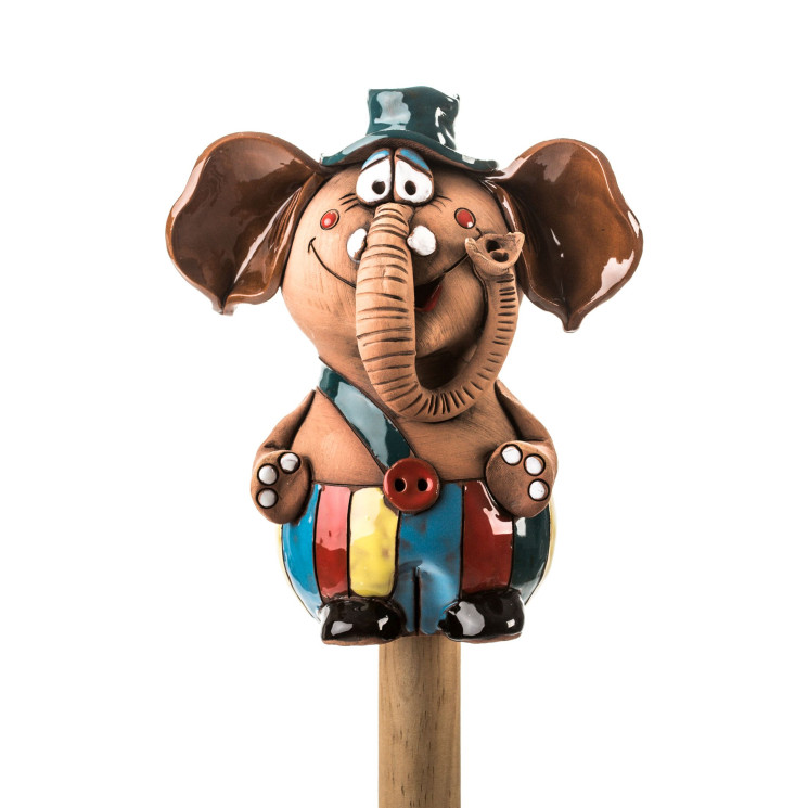 Gartenstecker und Dekofigur Elefant mit Hut