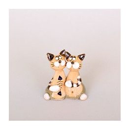 Keramik Minifigur - Katzenpärchen - gemischte Farben