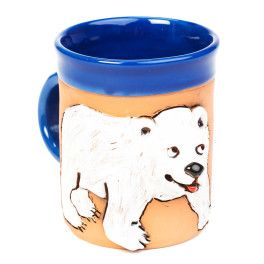 3D Keramiktasse - Blau mit Eisbär - keramikdeko.de