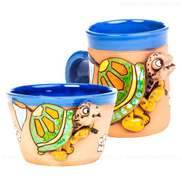 Keramik Frühstücks-Set Schildkröte | 3D-Tasse & Müslischale