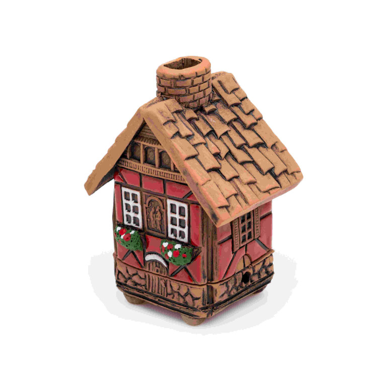 ▷ Keramik-Fachwerkhaus für Räucherkegel | Mini-Räucherhaus