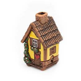 ▷ Mini Keramikhaus für Räucherkegel | Räucherhäuschen mit Blumenranken