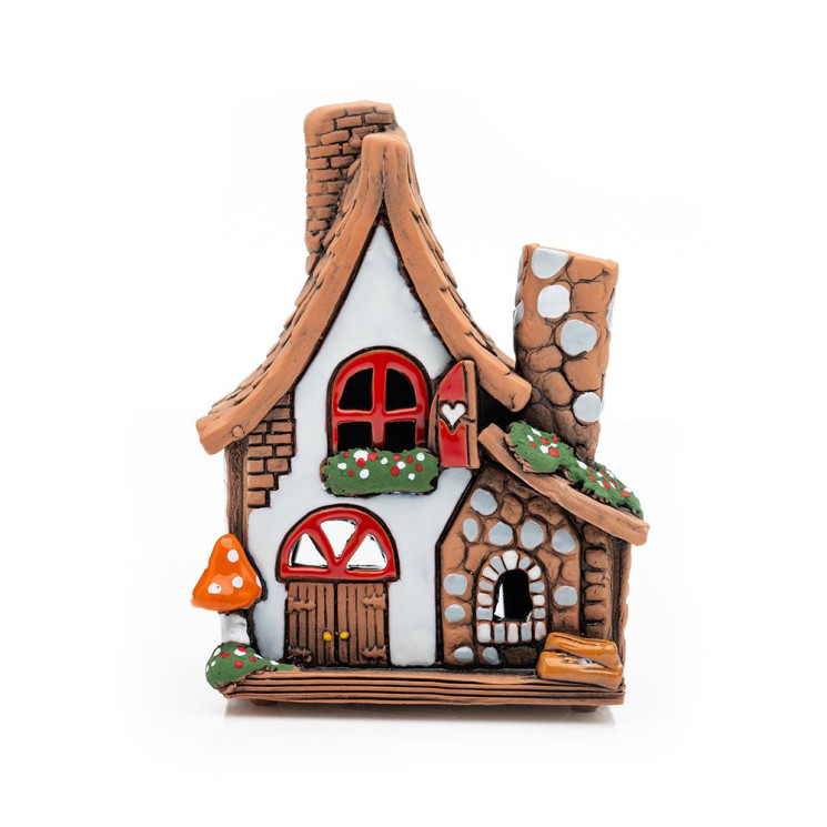 Keramik-Teelichthäuschen mit Kamin | Duftlampe | momolio.de