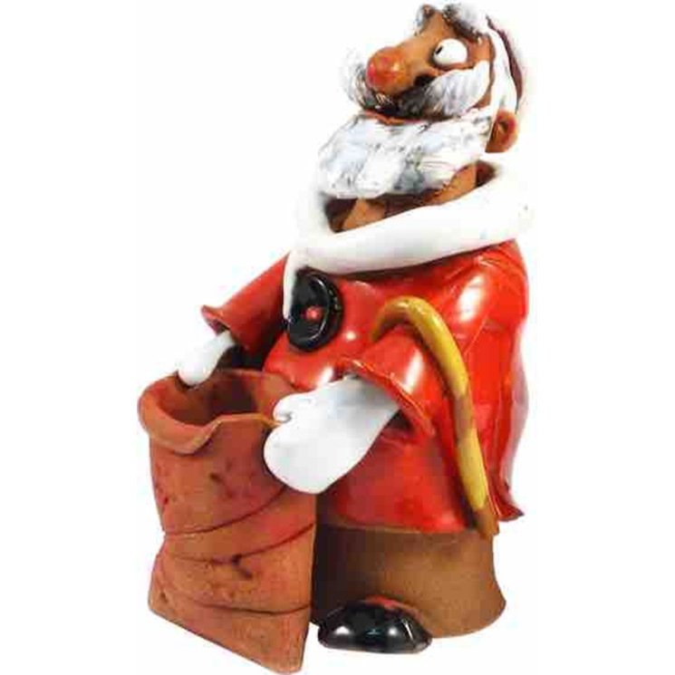 Weihnachtsmann mit Geschenkesack | Keramik-Räucherfigur | momolio.de