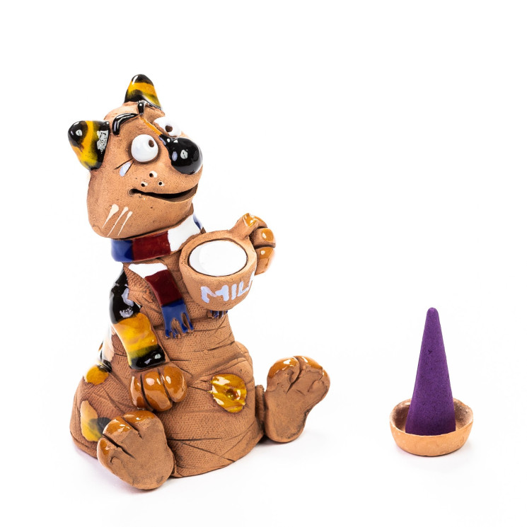 Sitzende Katze | Räuchermännchen aus Keramik