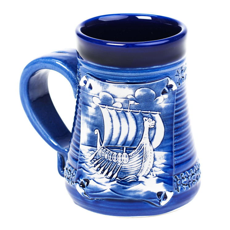 Becher blau 0,3l | Winkingerschiff | KeramikDeko.de