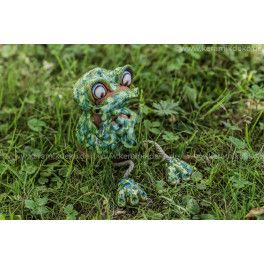 Gartenstecker Frosch mit hängenden Beinen | Kantenhocker | Keramikdeko