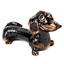 Dackelfigur aus Keramik als Gartenstecker | keramikdeko.de