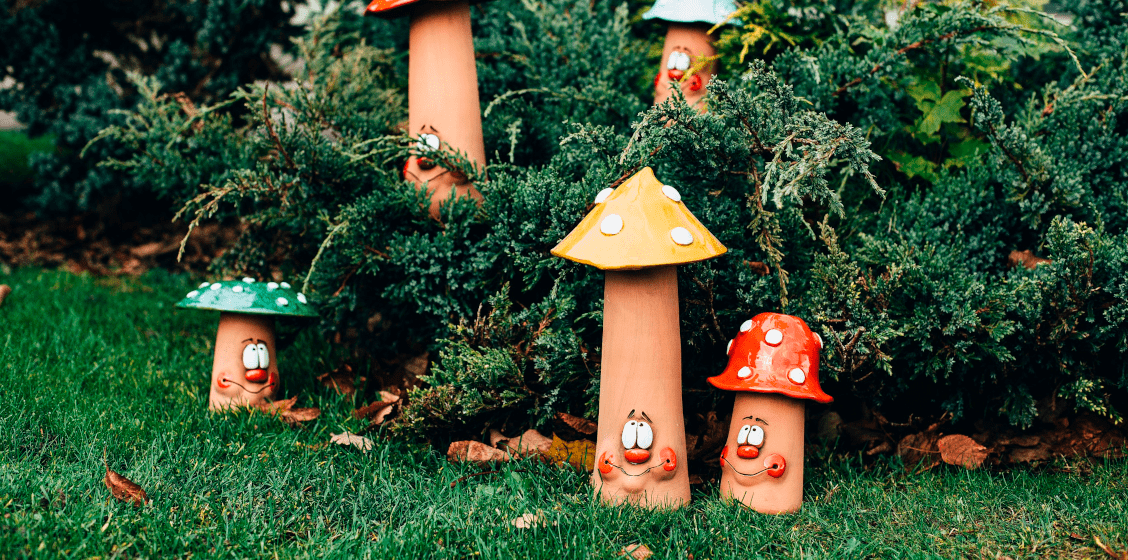 Garden mushroom figurines